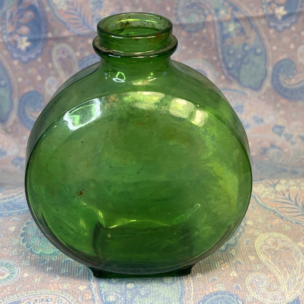Vintage Sunsweet Prune Juice 1930's 40's Canteen Style Green Glass Bottle Jar - Picture 4 of 7